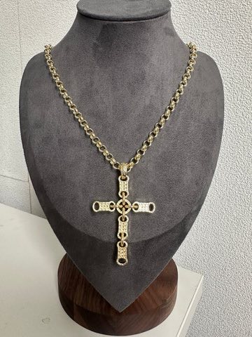 New Fully Welded Stars and Bars Cross Necklace- All Colours