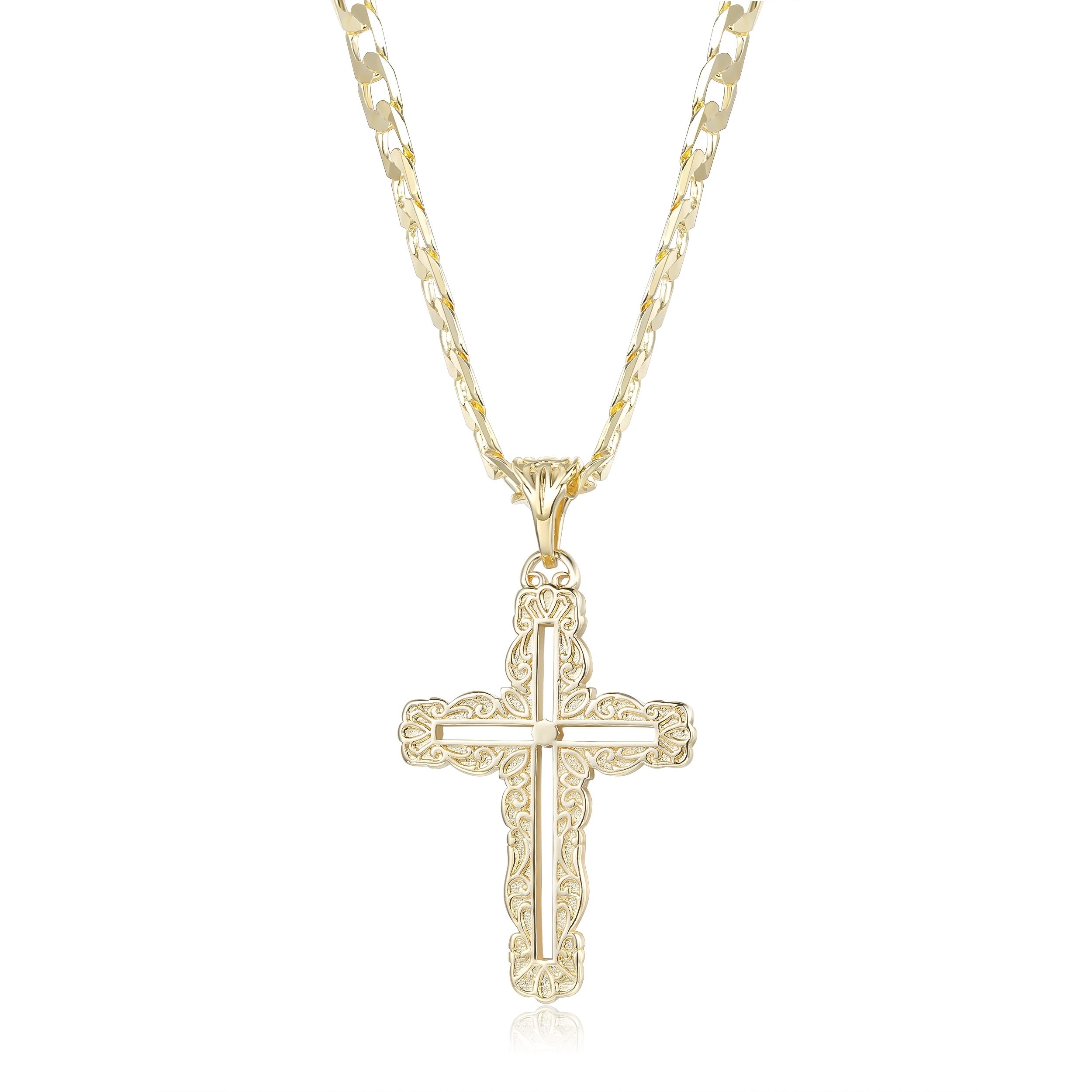 Premium Cross Pendant with 6mm Cuban Chain – Gold Filled