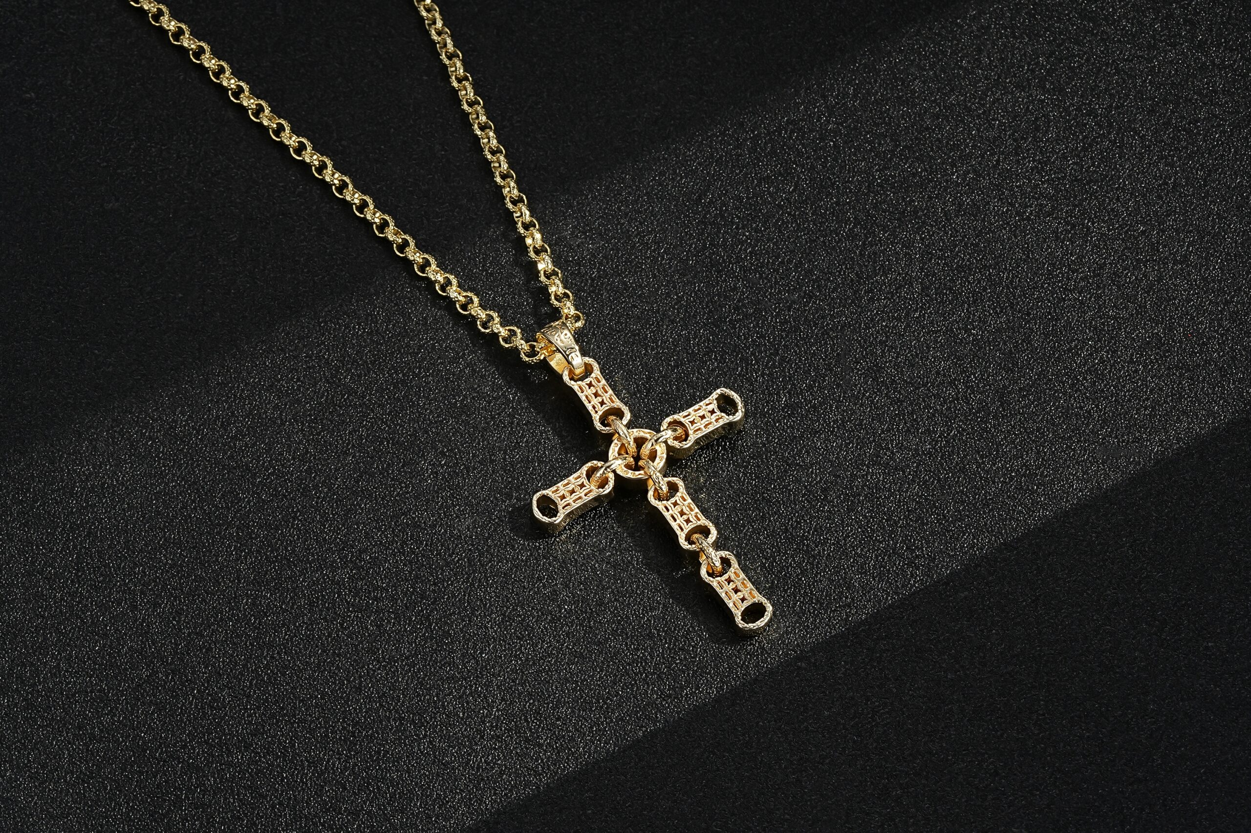 Gold-Filled Premium Stars and Bars Cross Pendant