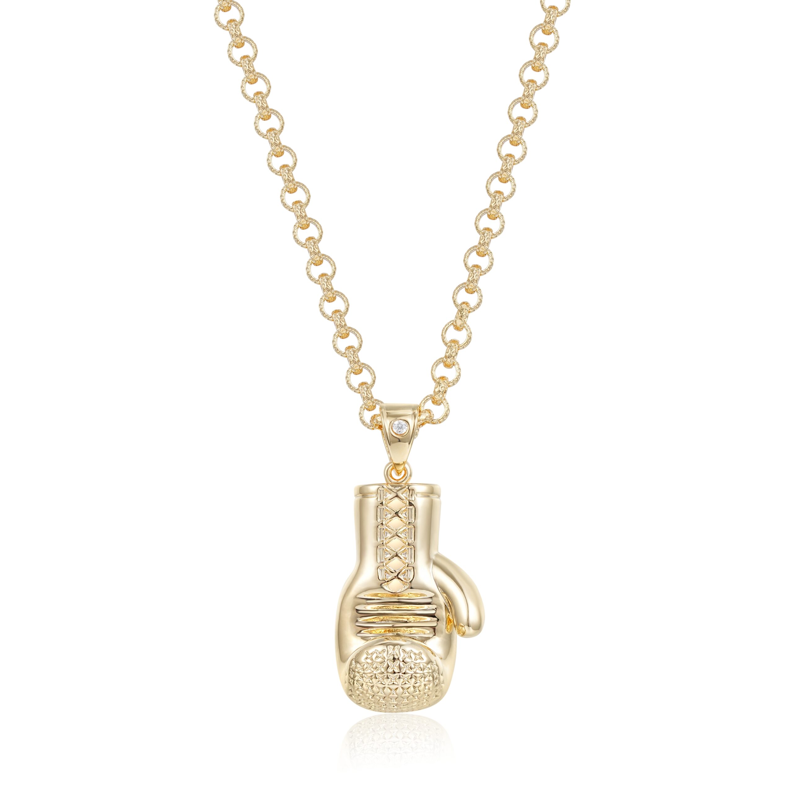 Premium Gold-Filled Boxing Glove Pendant on 4mm Belcher Chain