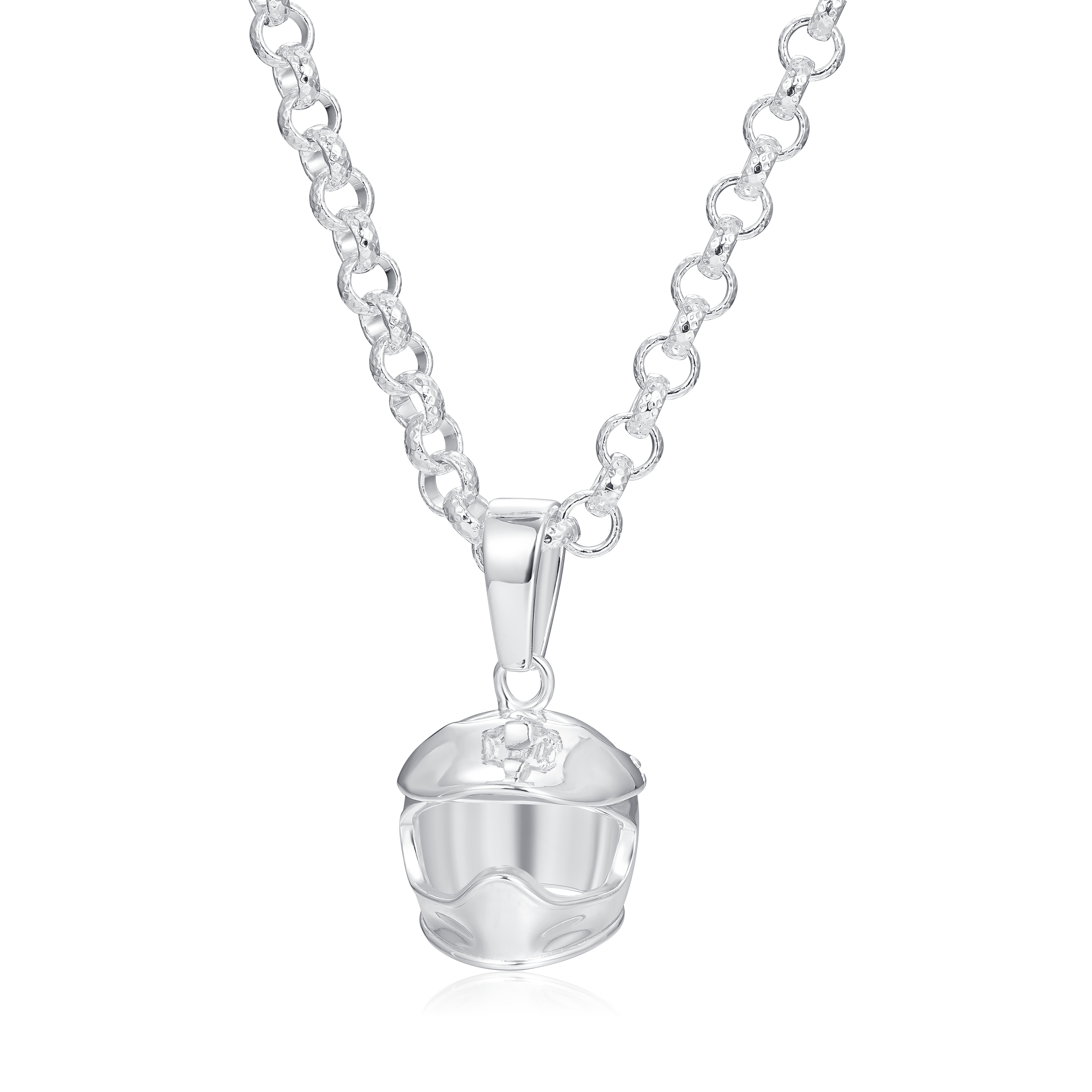 Bike Helmet Pendant on 6mm Silver Chain