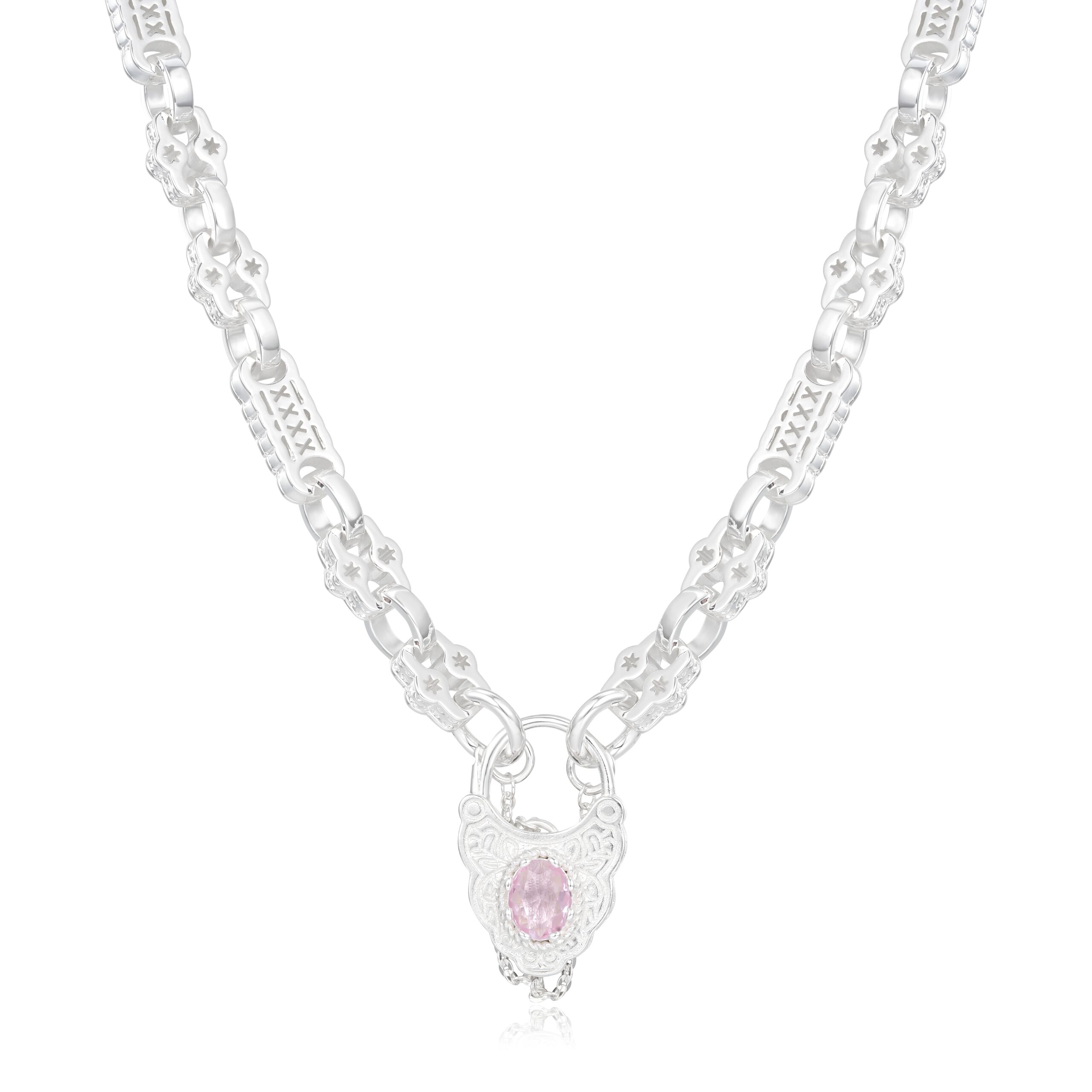 Premium Stars and Bars Necklace with Pink Lock