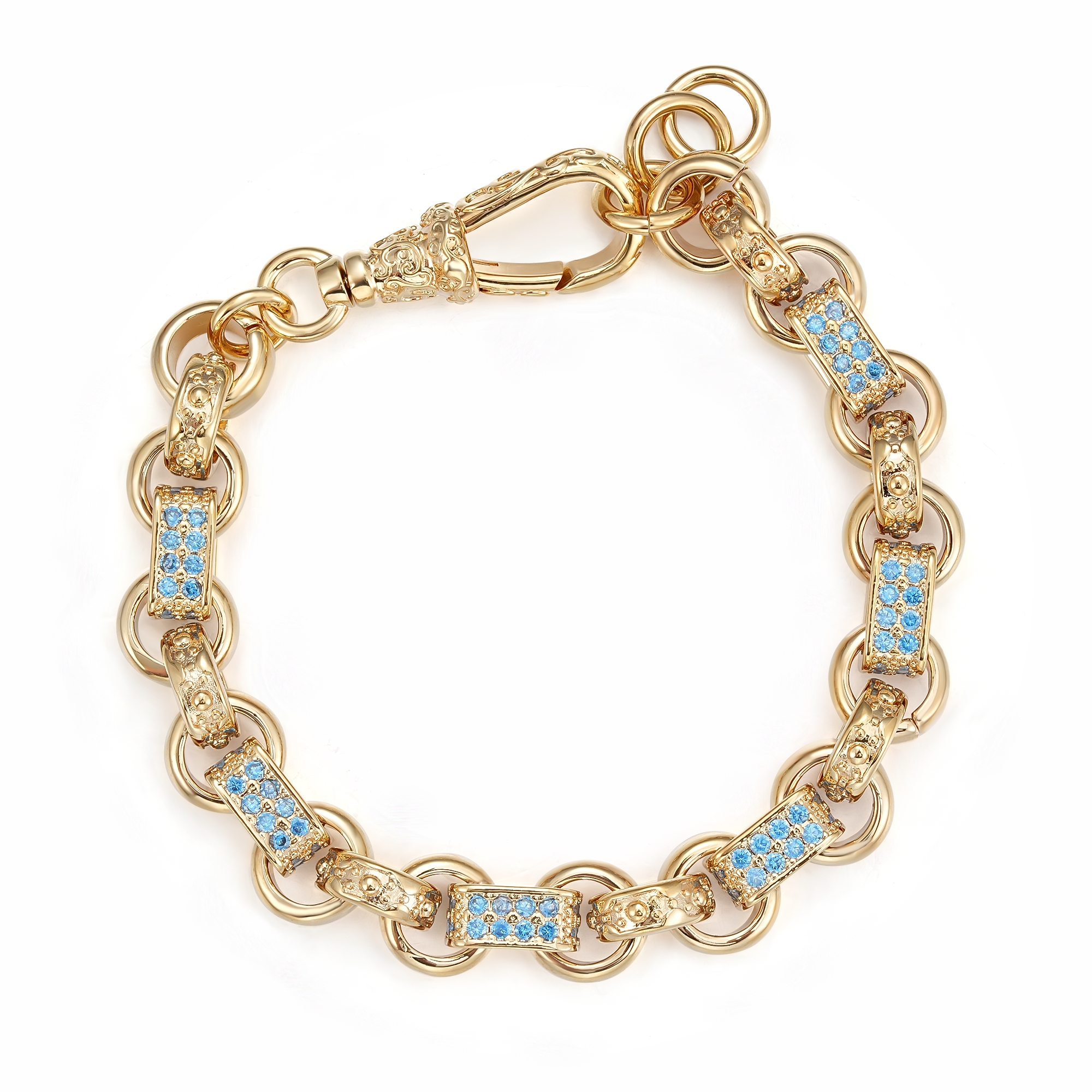 Premium 9ct Gold-Filled Baby Blue Gypsy Link Bracelet