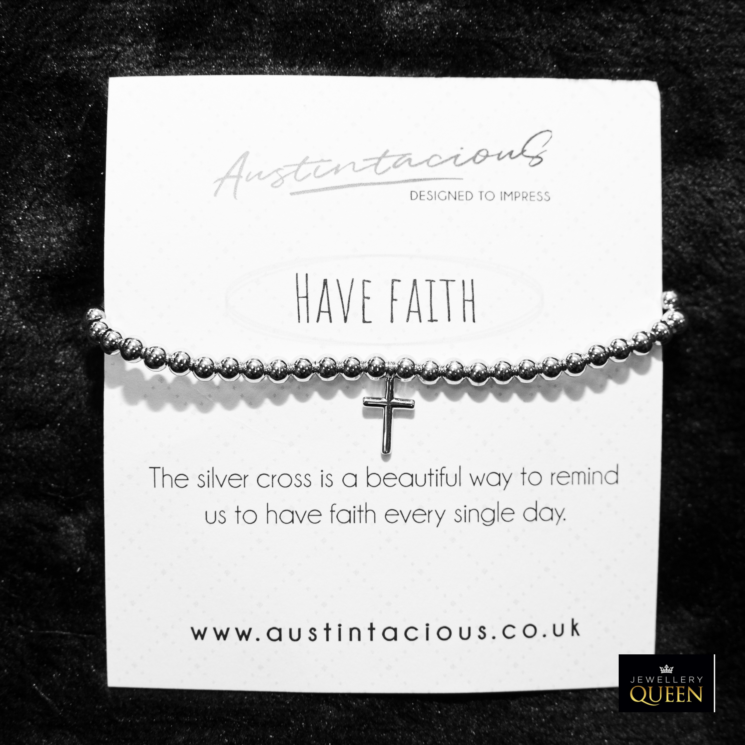 “Have Faith” Sterling Silver Beaded Bracelet