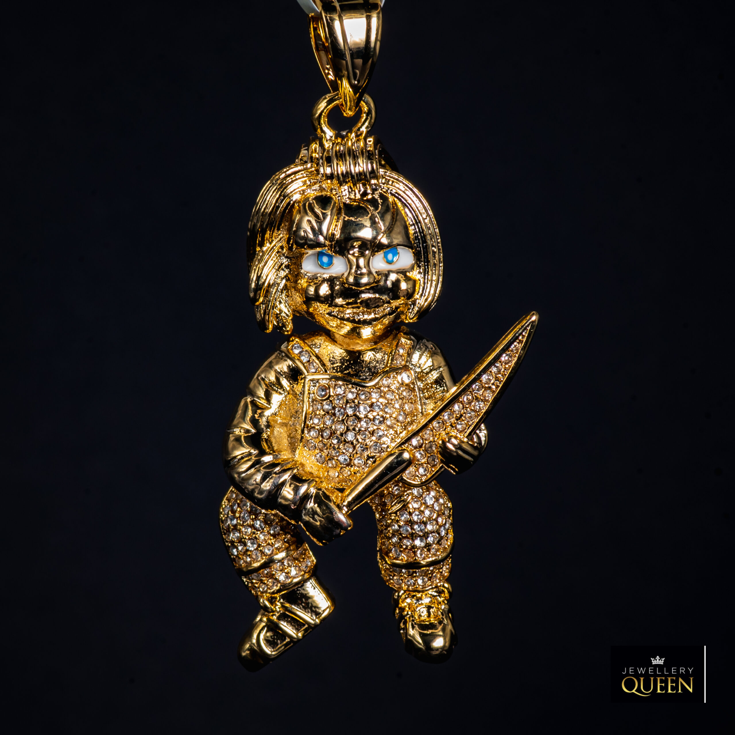 Chucky Horror Necklace on 8mm Gold Chain