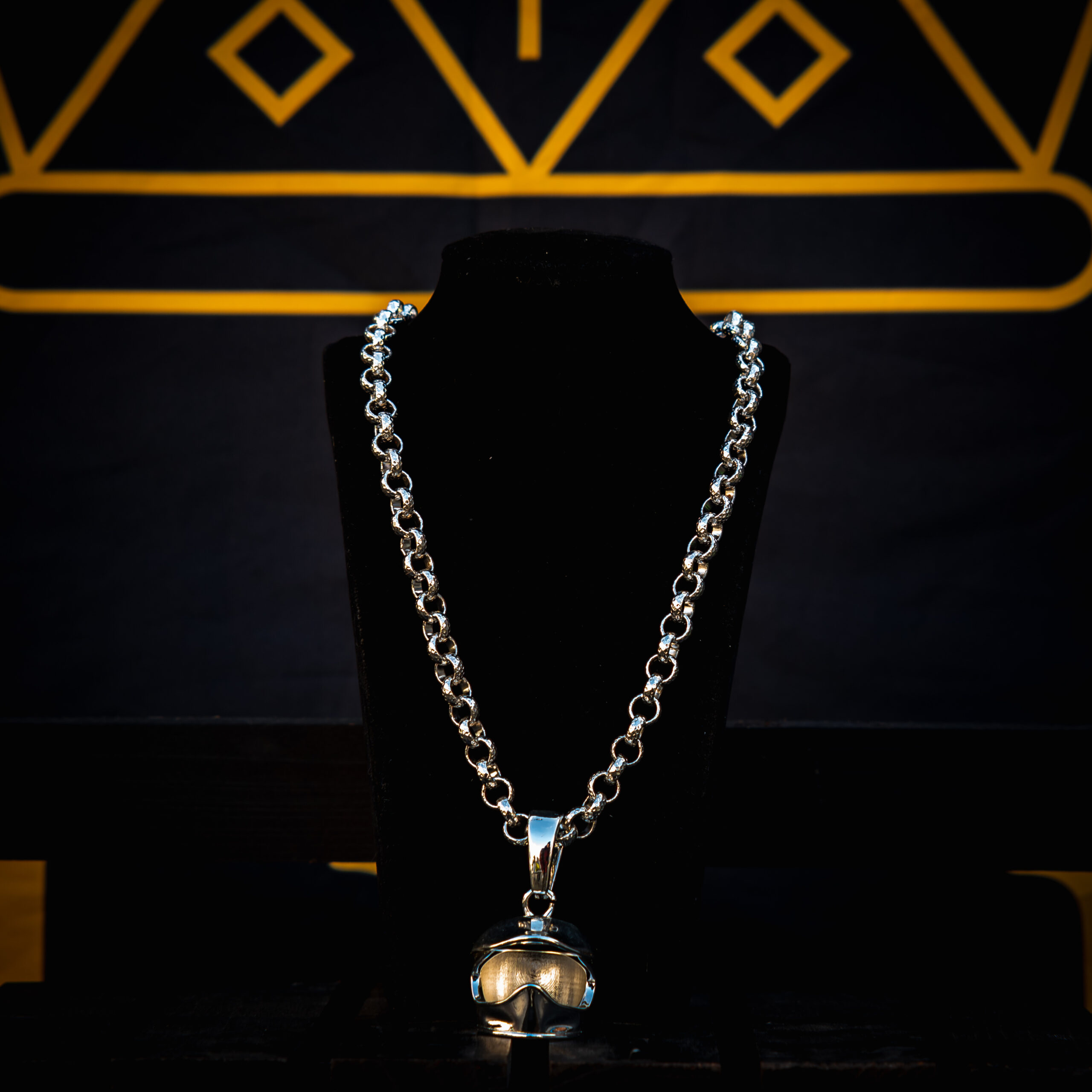 Bike Helmet Pendant on 8mm Silver Chain
