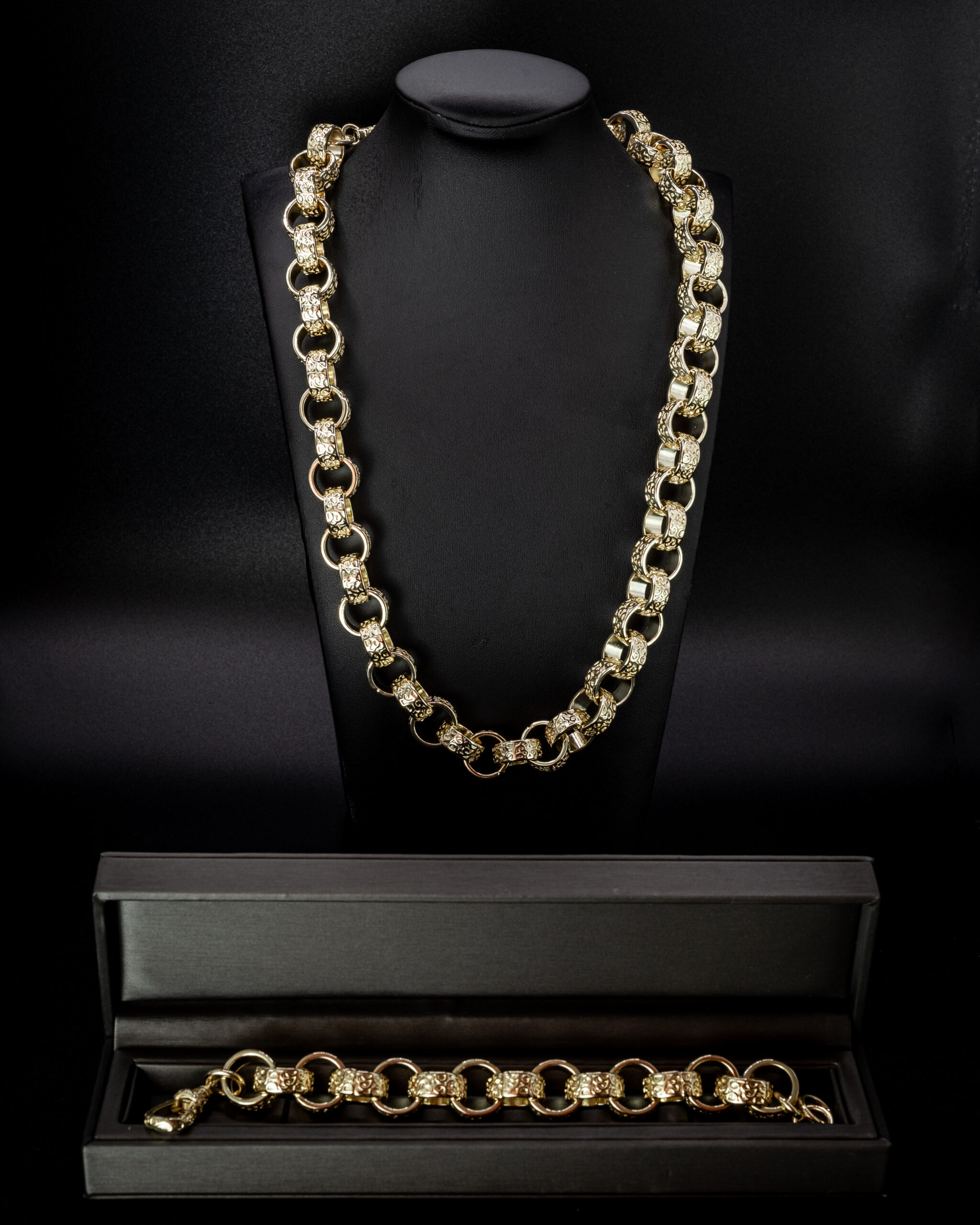9ct Gold-Filled Premium 15mm Belcher Bracelet with Albert Clasp