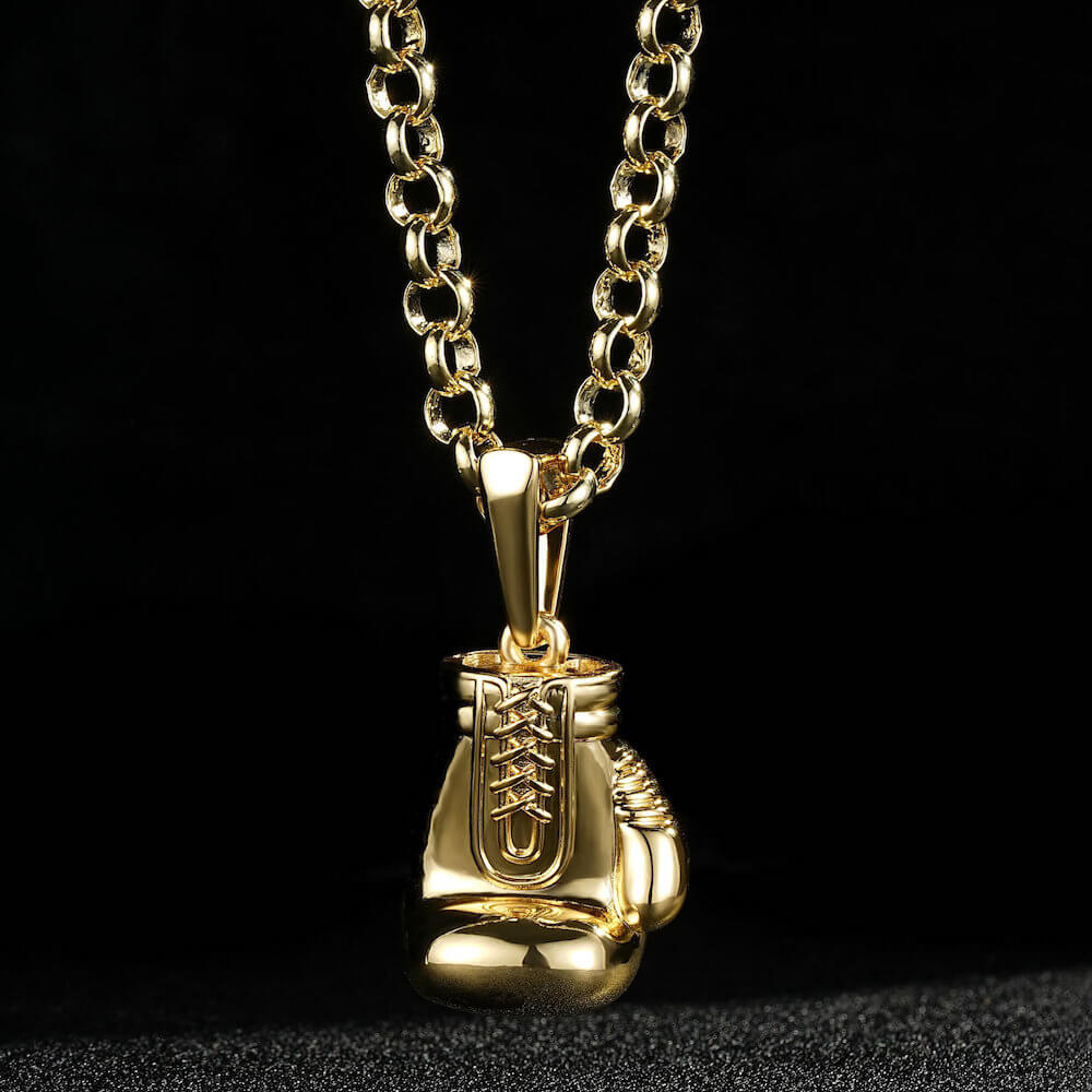 Luxury Boxing Glove Pendant with Larger Bail and 7mm Belcher Chain