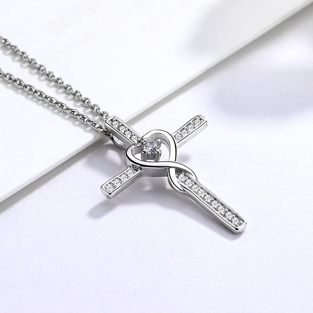 Sterling Silver Infinity Cross Necklace