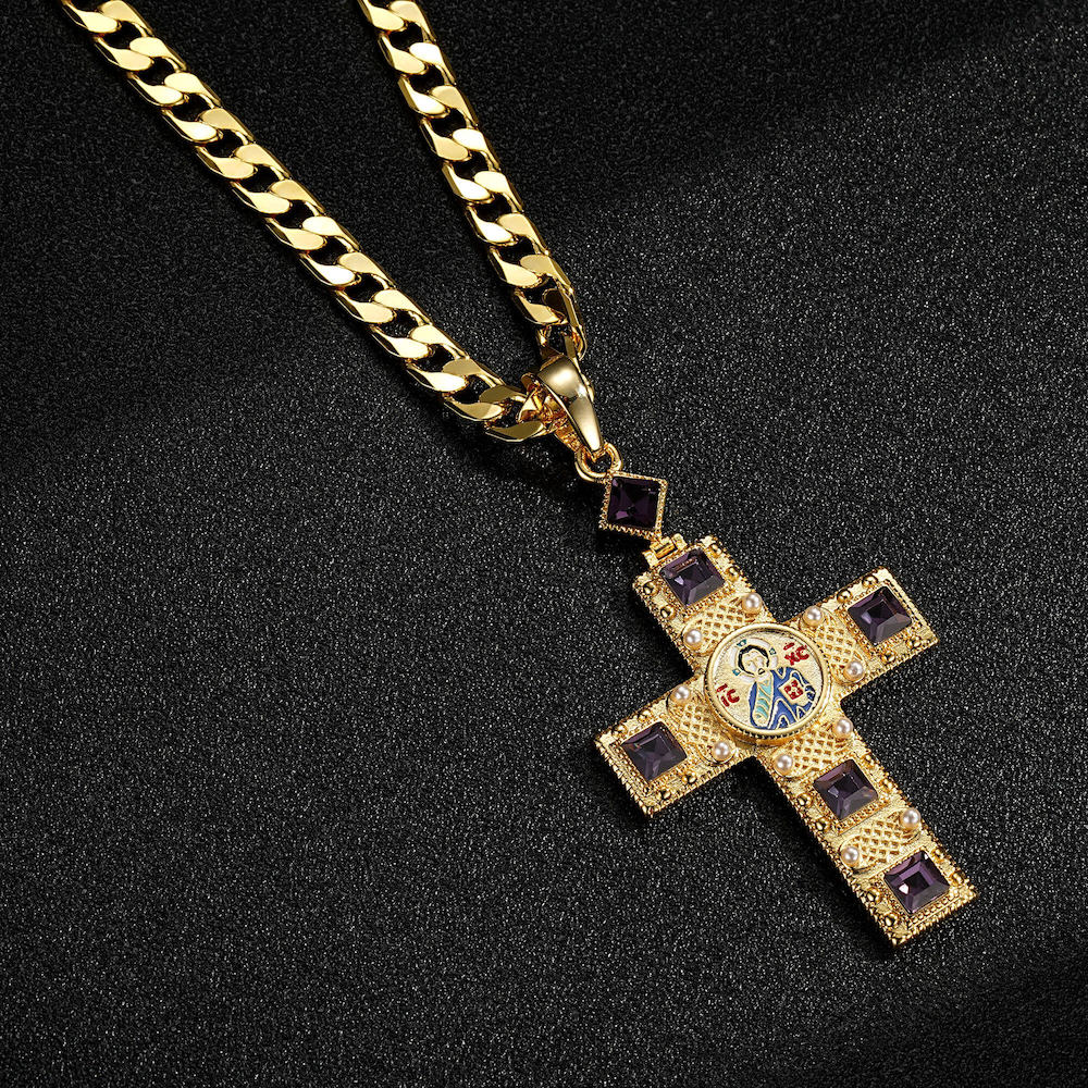 Gold-Filled Premium Pectoral Cross Pendant with 6mm Chain