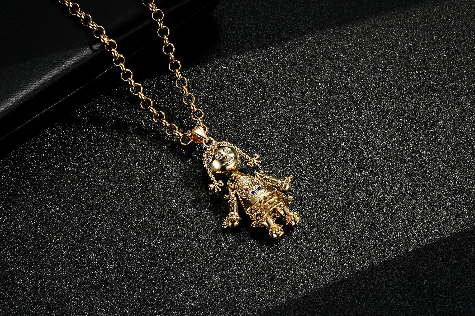 New Ragdoll Pendant with Colour Stones – 22 Inch 4mm Belcher Chain