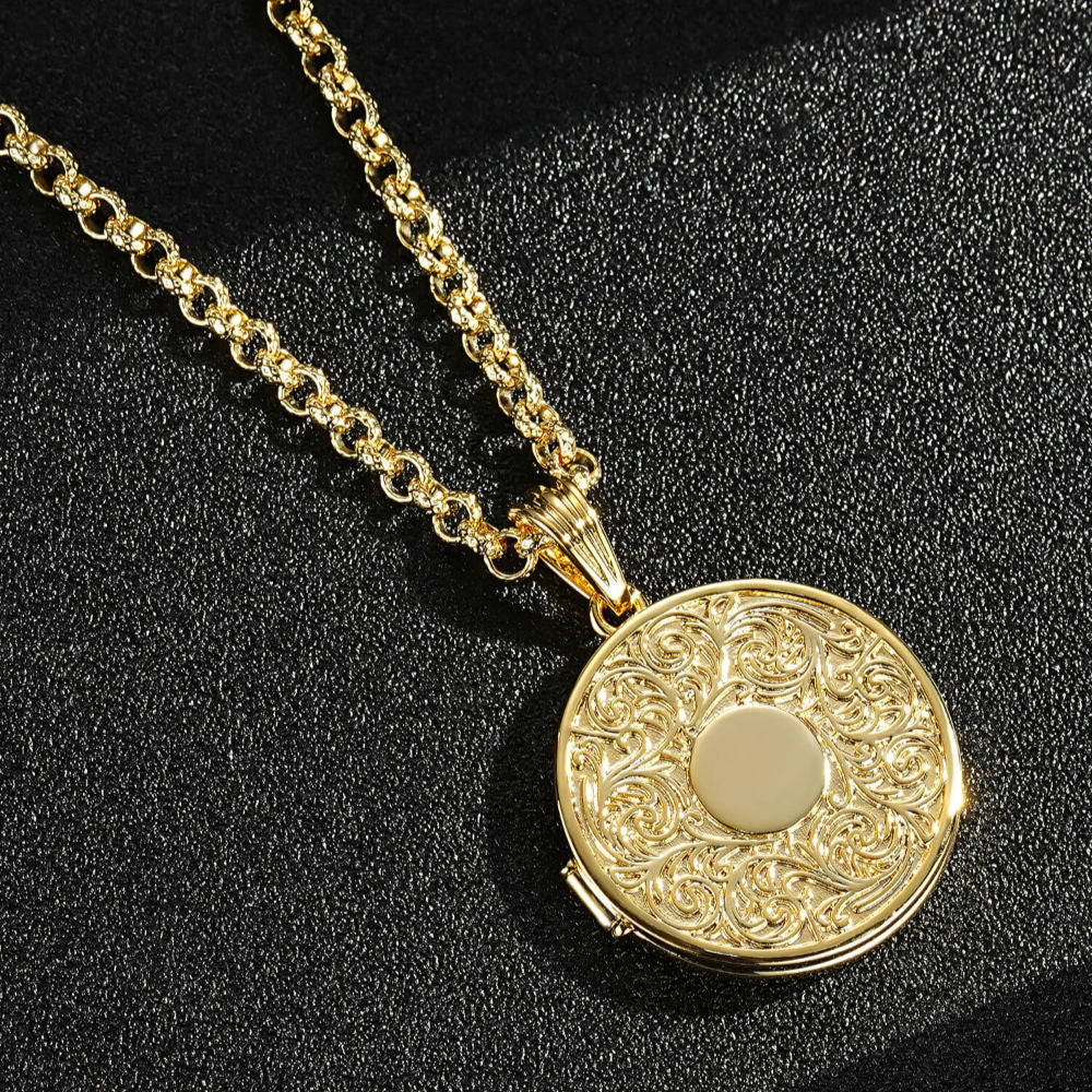Premium Round Locket Pendant with Luxury 24-Inch Chain