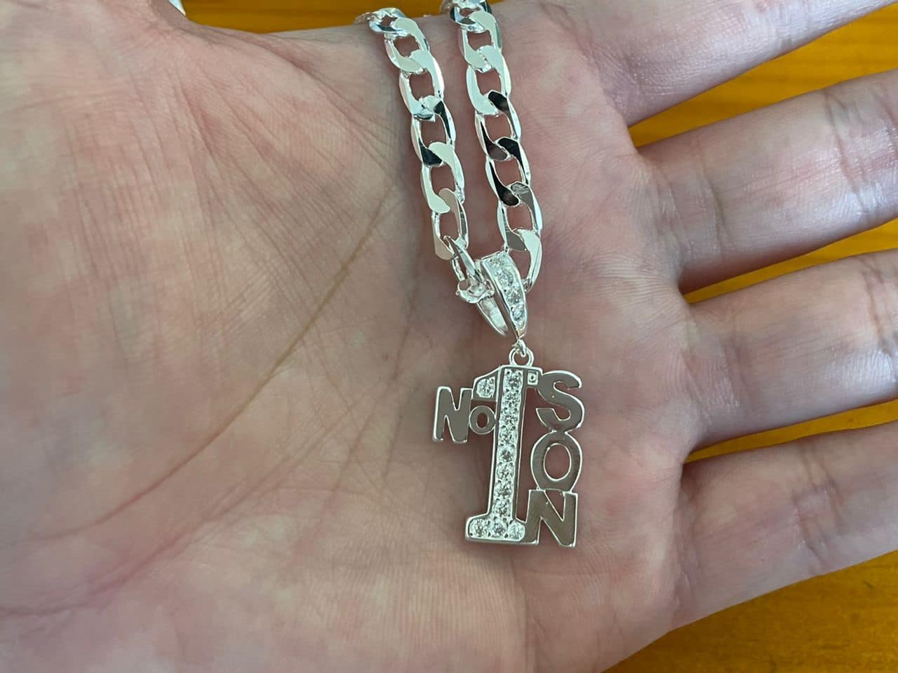 Silver Number 1 Son Necklace – Rhodium Plated