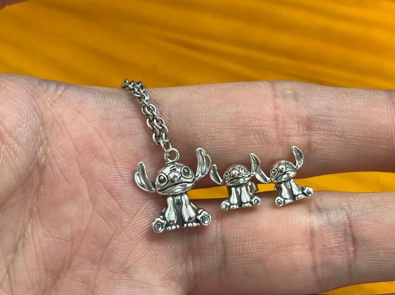 Lilo and Stitch Sterling Silver Necklace and Earring Set